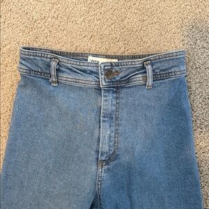 Zara High Rise Wide Leg Blue Jeans